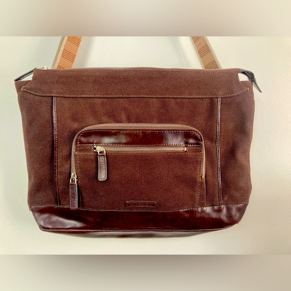 Leather Trim Laptop Bag by Hidesign